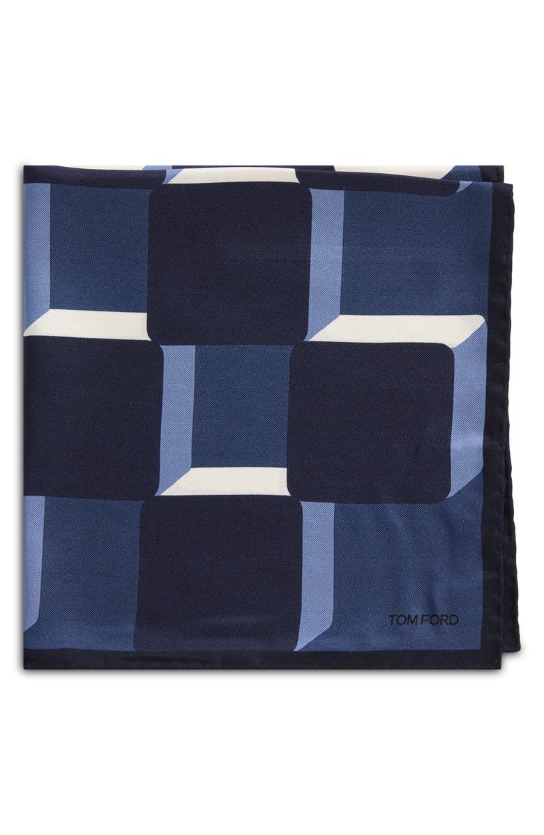 TOM FORD Geometric Print Silk Pocket Square, Main, color, 