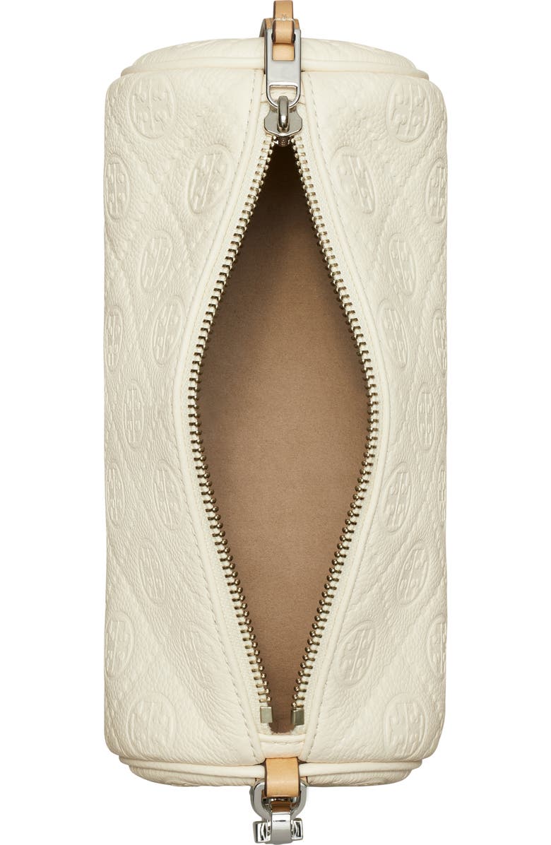 Tory Burch T Monogram Pebble Leather Cylinder Shoulder Bag, Alternate, color, Warm White