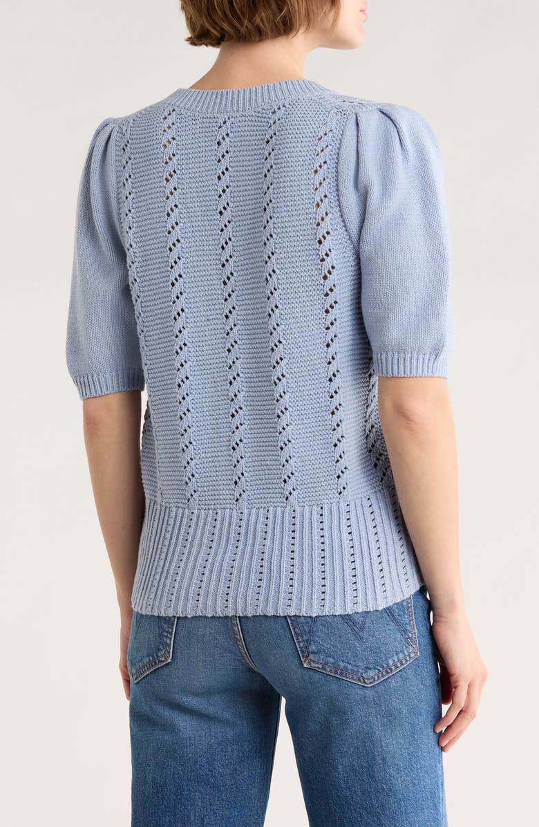 Melrose and Market Pointelle Sweater Cardigan, Alternate, color, Blue Blizzard