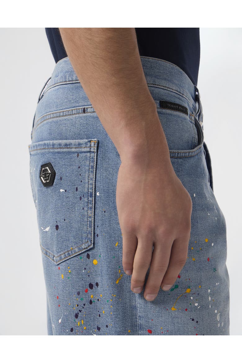 Denim Shorts Paint Men, Alternate, color, Mykonos