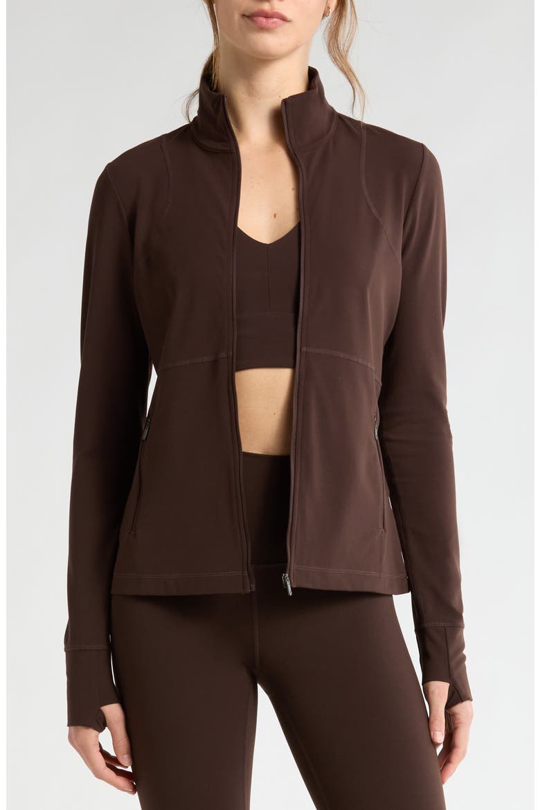 Studio Luxe Performance Jacket, Main, color, BROWN MOLE