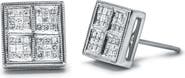 Haus of Brilliance 14K White Gold 1/2 Cttw Princess Diamond Composite Box Milgrain Stud Earrings