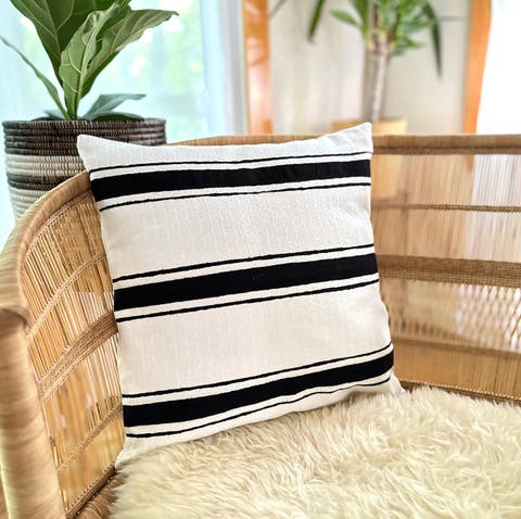 Striped White Sadza Pillow Cover 46Cm (18")