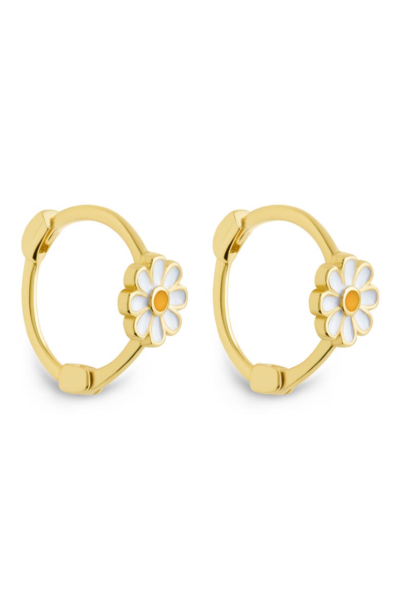 Stella Flower Hoop Earrings, Alternate, color, GOLD