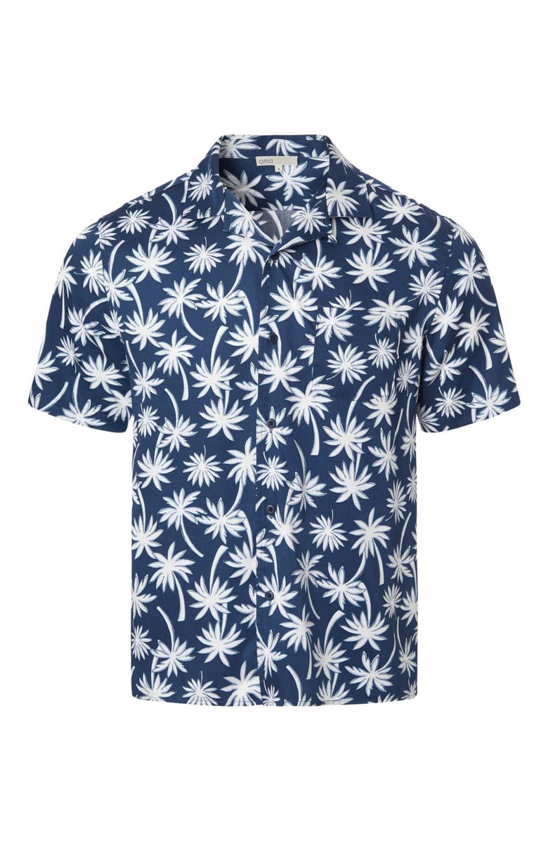 Onia Tencel Vacation Shirt, Alternate, color, Deep Navy Multi