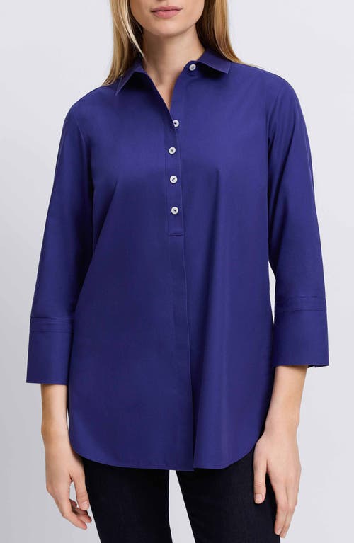 Foxcroft Madison Popover Cotton Oxford Shirt in Majestic Blue 