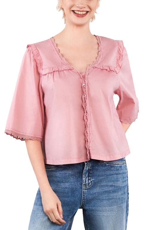 Billy T Happy Allie Floral Cotton Blend Button-up Shirt In Pink