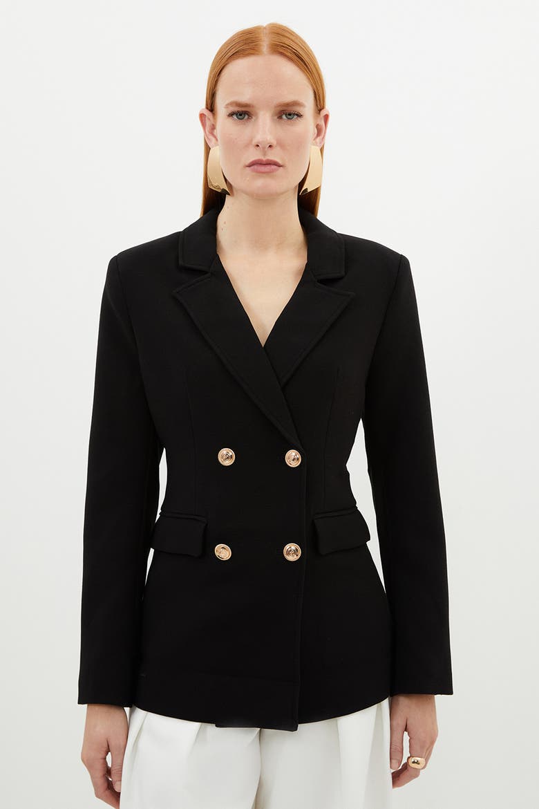 Tailored Double Breasted Blazer, Main, color, Black