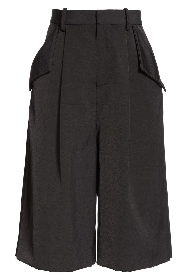 Gordon Pleated Bermuda Shorts, Alternate, color, BLACK