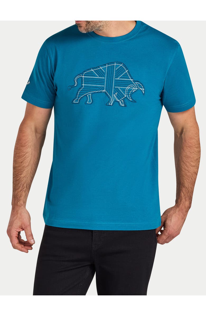 Raging Bull Stitch Embroidery Bull T-Shirt, Alternate, color, Teal
