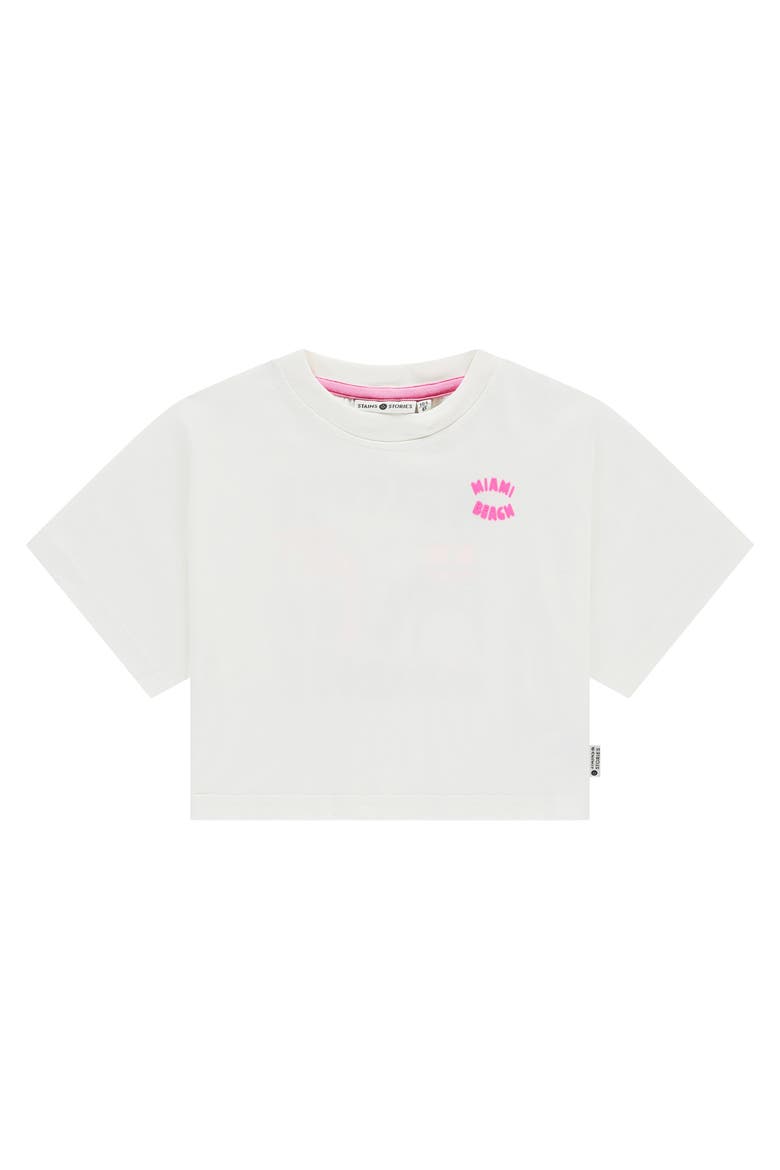 Beach Theme Graphic Crop Top, Main, color, White