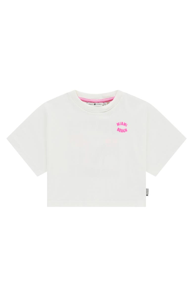 Stains and Stories by Babyface Beach Theme Graphic Crop Top, Main, color, White