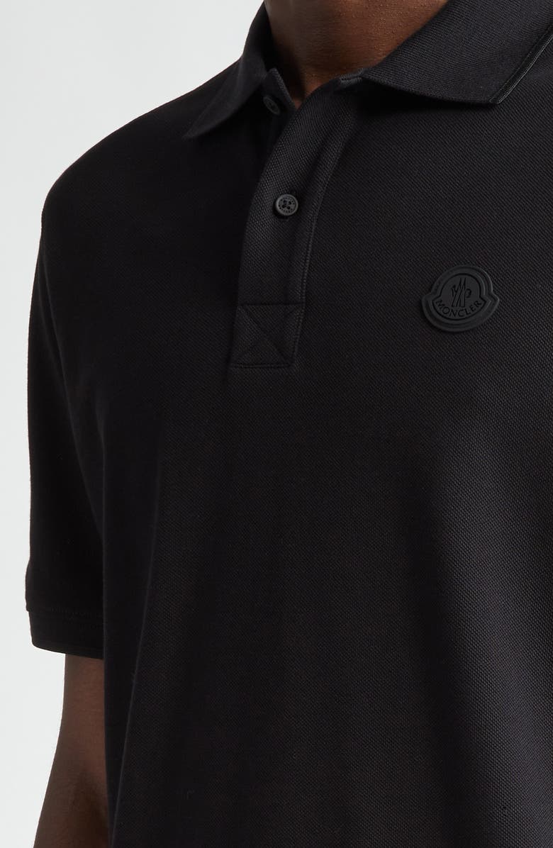 Moncler Logo Cotton Polo, Alternate, color, Black