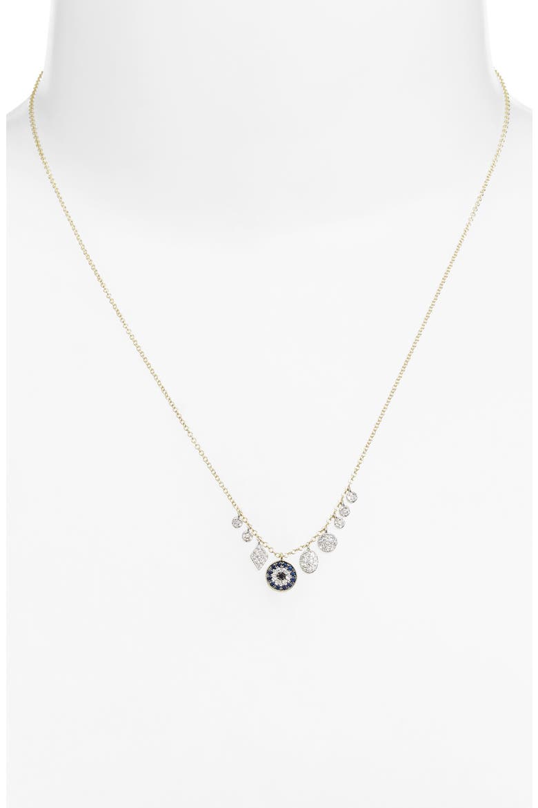 Evil Eye Diamond & Sapphire Necklace, Alternate, color, BLUE