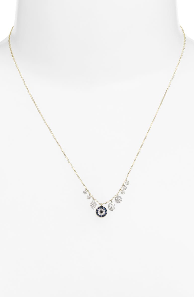 Meira T Evil Eye Diamond & Sapphire Necklace, Alternate, color, Blue