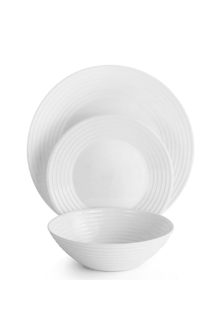 Ultra Patio 12 Piece Tempe Opal Glass Dinnerware Set, Alternate, color, White