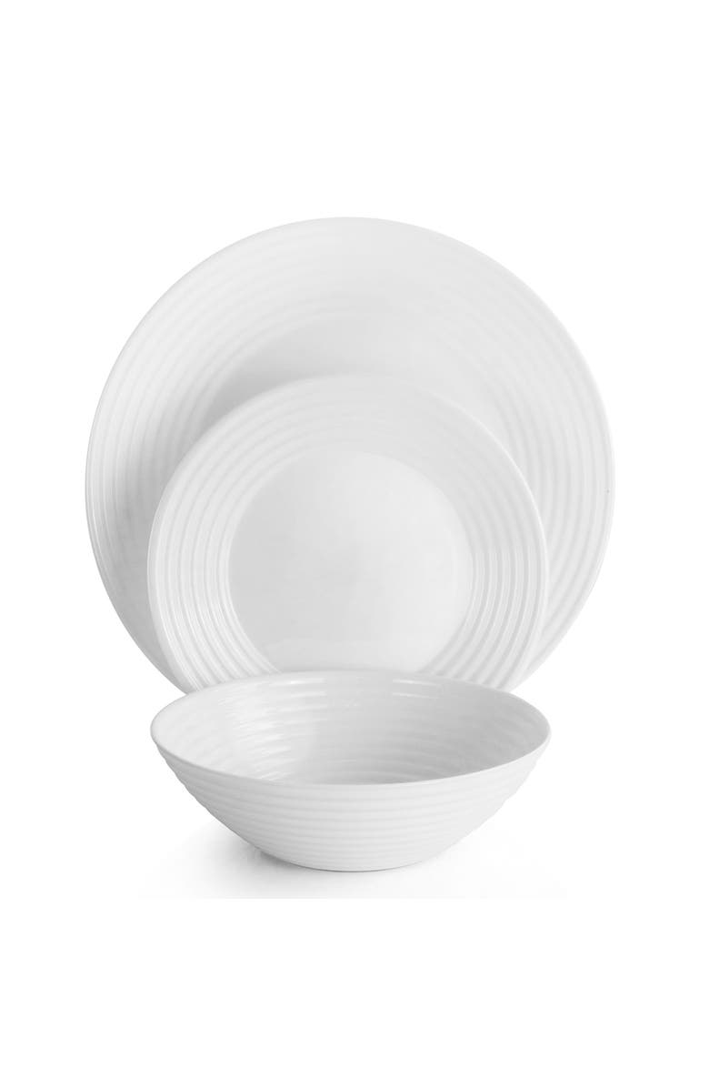 Gibson Ultra Ultra Patio 12 Piece Tempe Opal Glass Dinnerware Set, Alternate, color, White