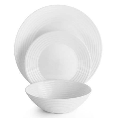 Gibson Ultra Ultra Patio 12 Piece Tempe Opal Glass Dinnerware Set In White