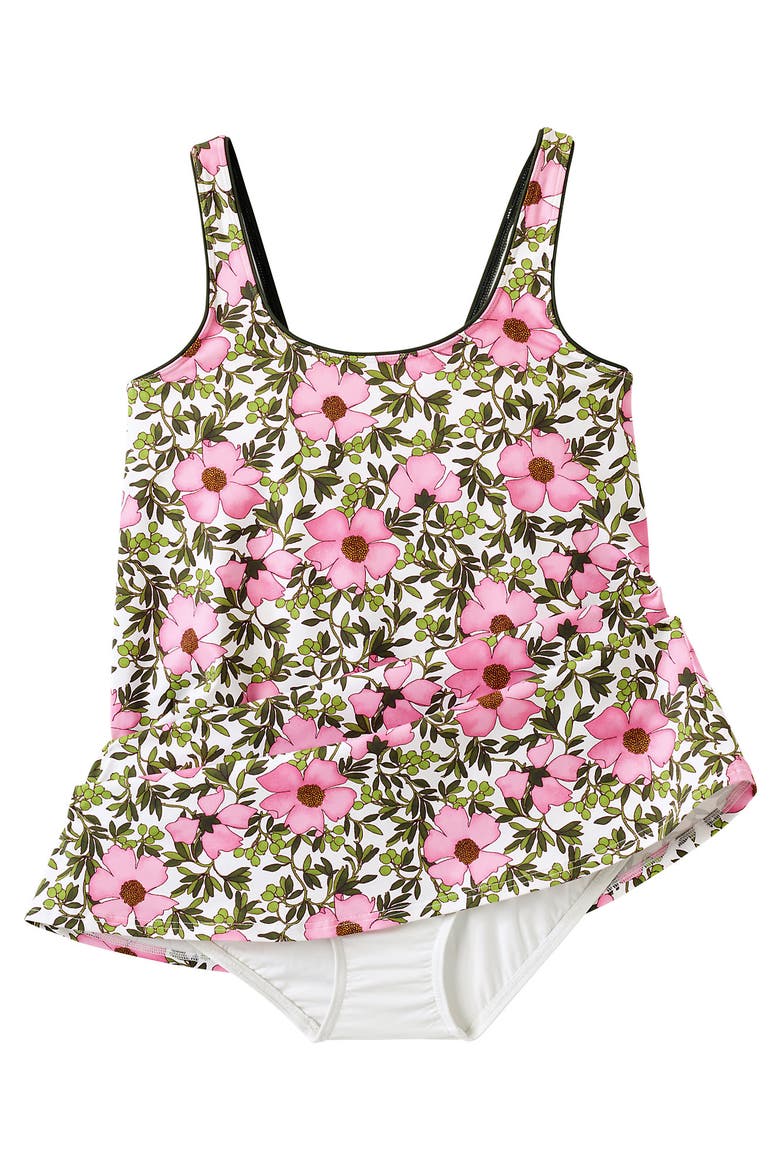 Scoop Neck Mini Swim Dress One Piece Swimsuit, Alternate, color, Floral Blossom/White/Pink
