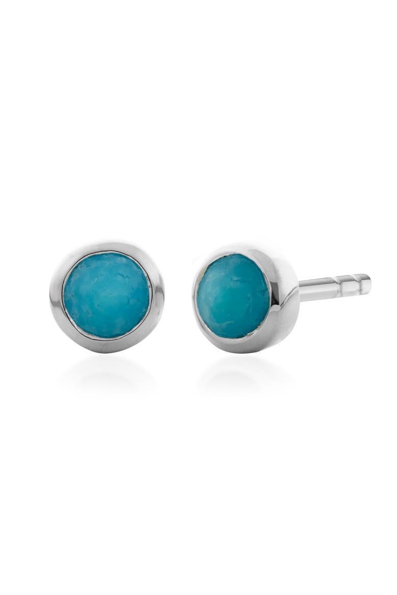 Mini Green Onyx Stud Earrings, Main, color, STERLING SILVER