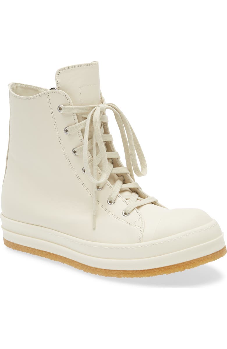 Rick Owens Creep High Top Sneaker, Main, color, Milk/ Milk/ Milk