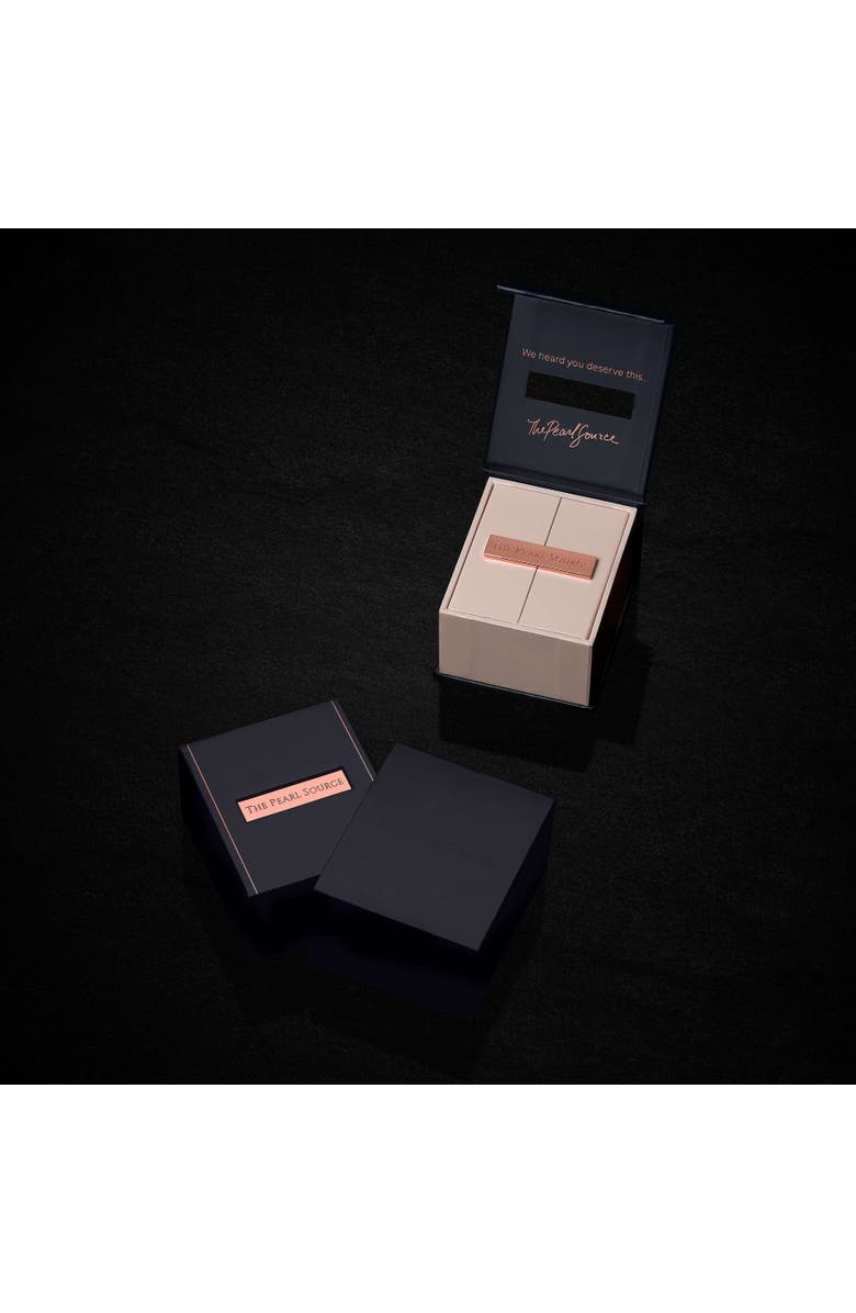 The Pearl Source Akoya Round Pearl Stud Earrings 7-7.5mm, Alternate, color, Black Pearl - Yellow Gold