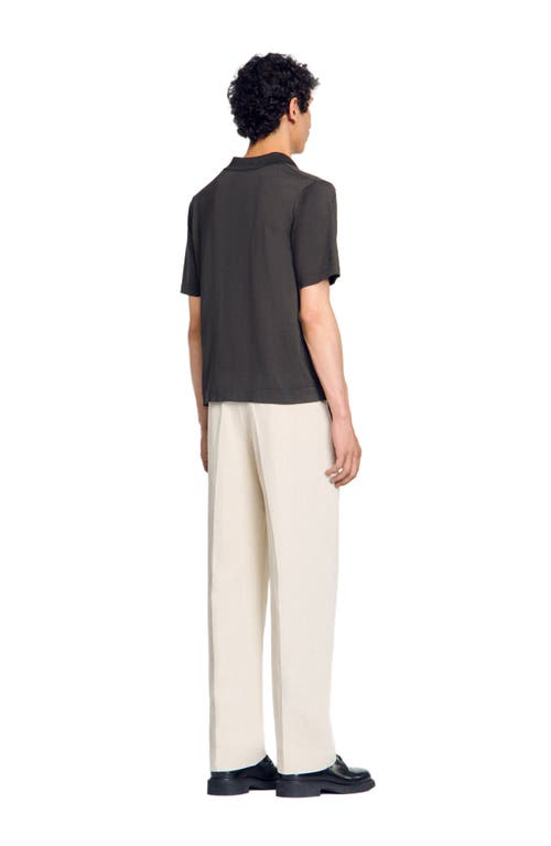 Sandro Short Sleeved Shirt In Dark Kaki.
