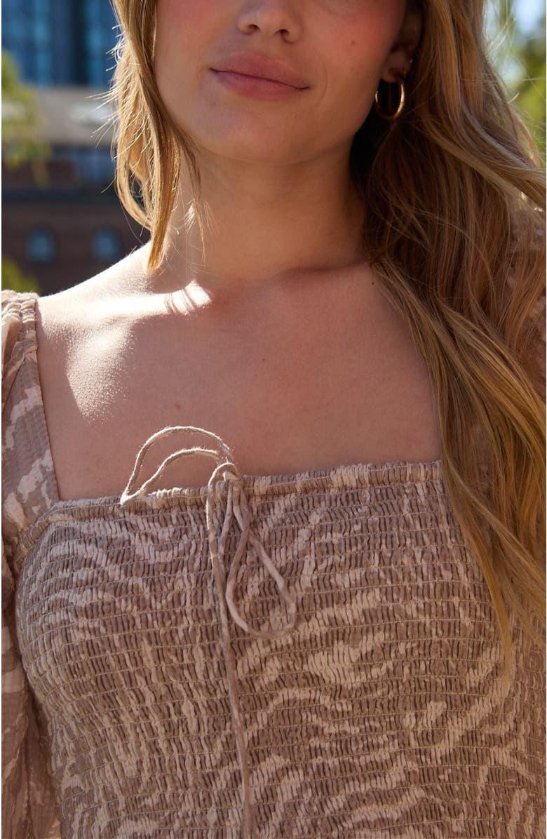 LILY AND LIONEL Lauren Shirred Bodice Banana Print Maxi Dress, Alternate, color, Natural