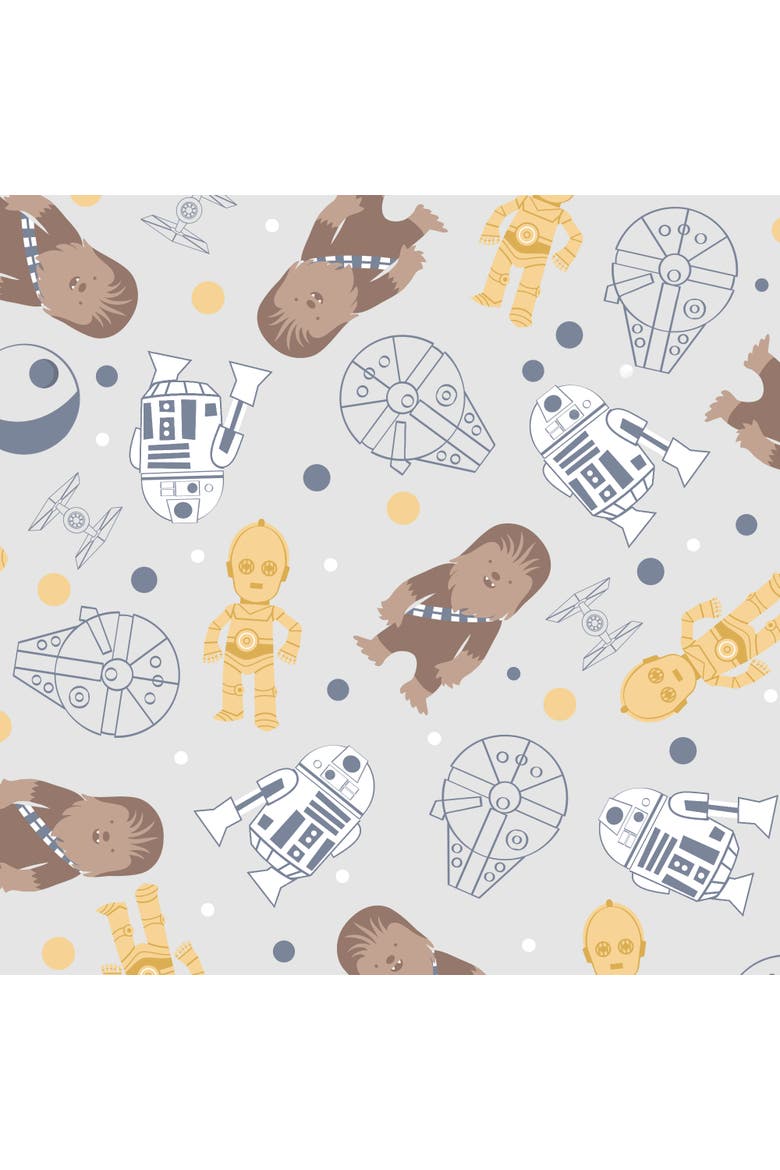 Star Wars Signature Millennium Falcon 100% Cotton Fitted Crib Sheet, Alternate, color, Grey