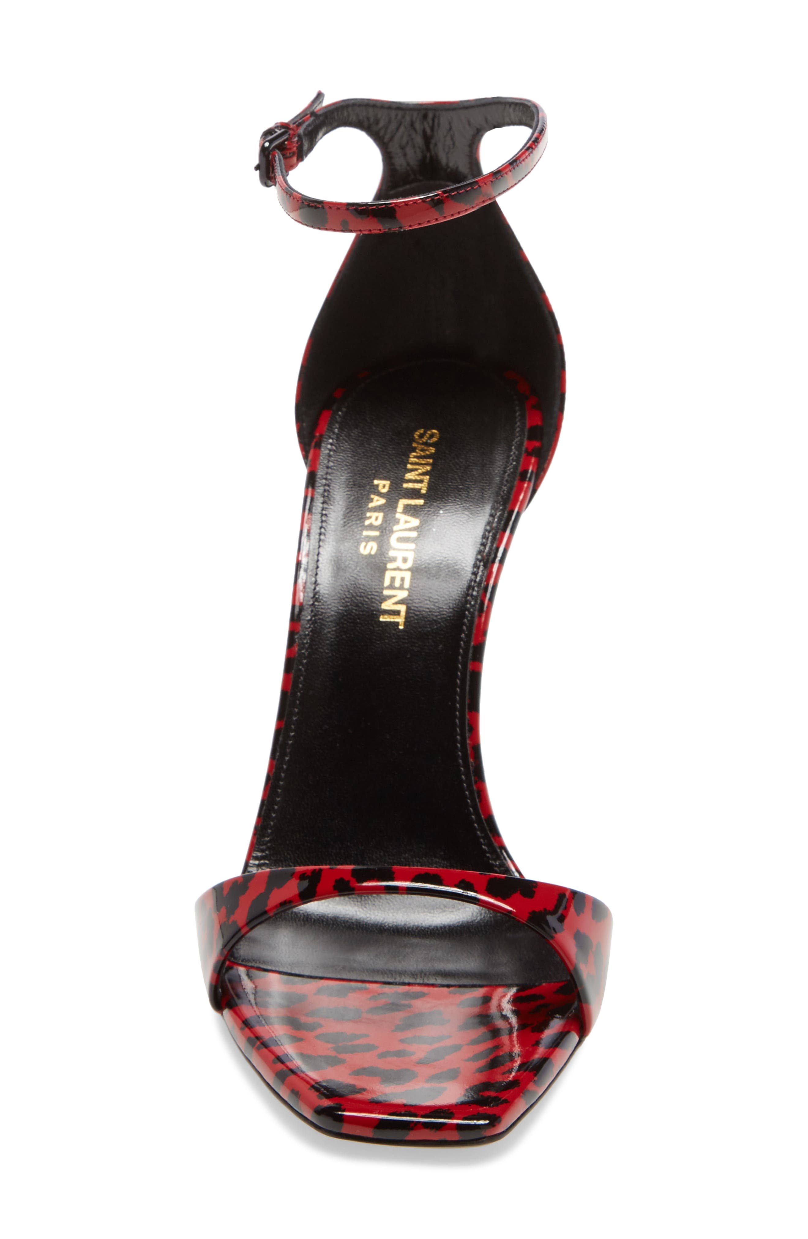 Saint Laurent Bea Leopard Print Ankle Strap Sandal, Alternate, color, 