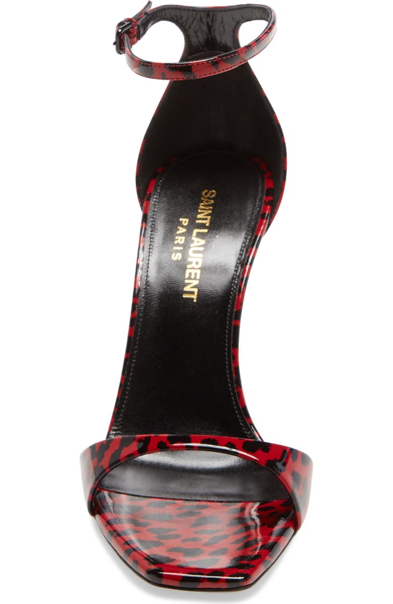 Saint Laurent Bea Leopard Print Ankle Strap Sandal, Alternate, color,