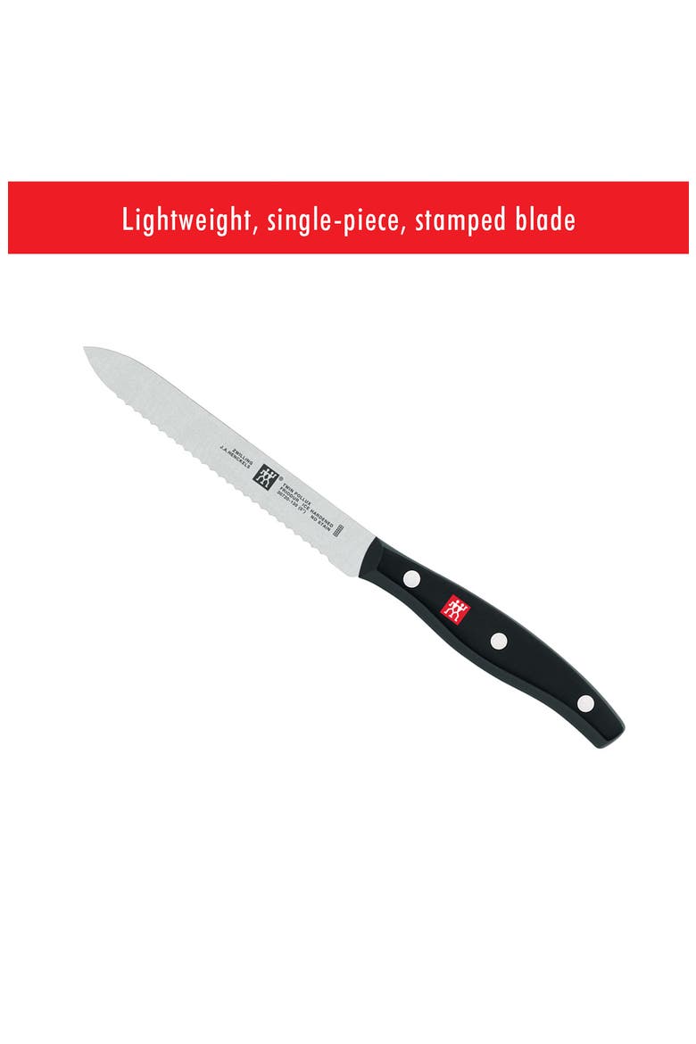 TWIN Signature 5-Inch Serrated Edge Knife, Alternate, color, SILVER