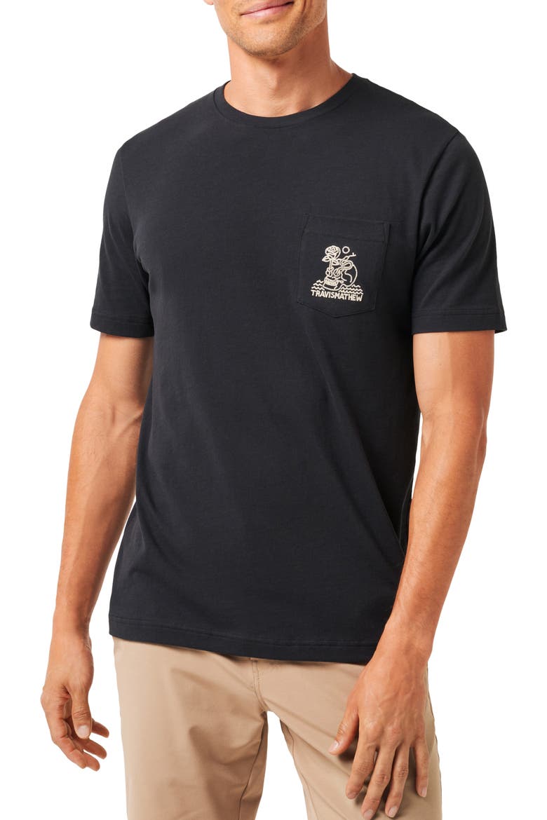 Cave Embroidered Pocket T-Shirt, Main, color, BLACK