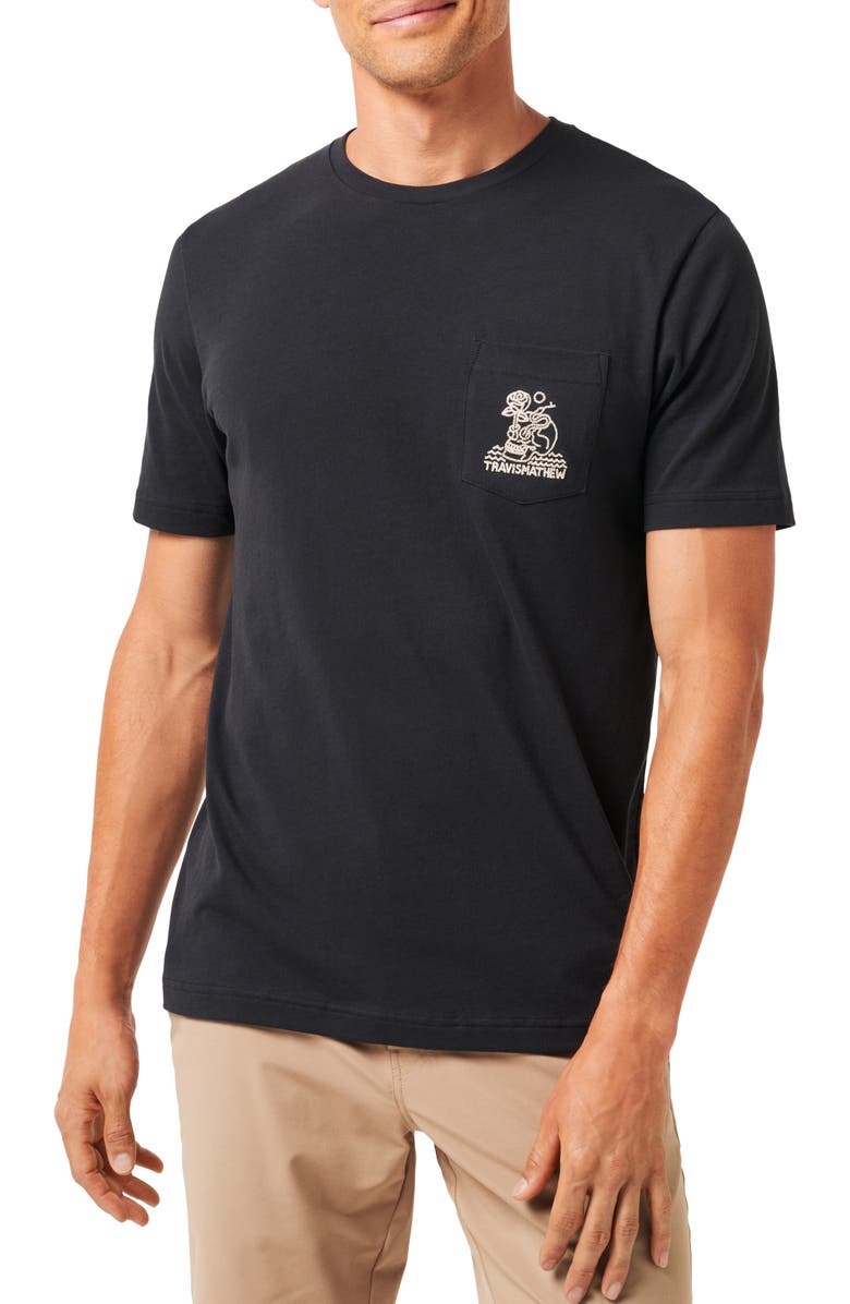TravisMathew Cave Embroidered Pocket T-Shirt, Main, color, Black