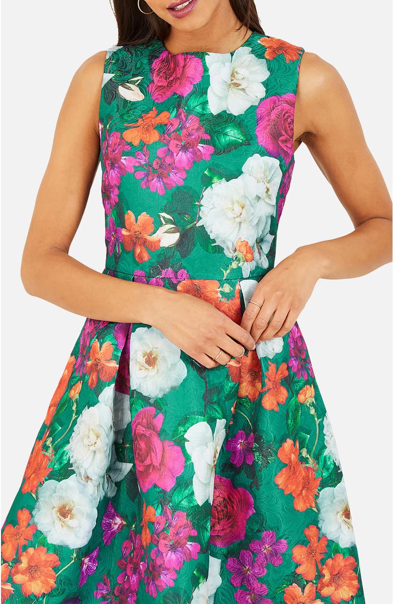 Yumi Floral Skater Dress, Alternate, color, Green