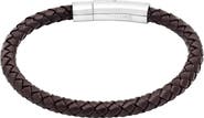 HMY JEWELRY Stainless Steel Charm & Braided Leather Bracelet