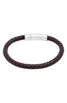 Stainless Steel Charm & Braided Leather Bracelet