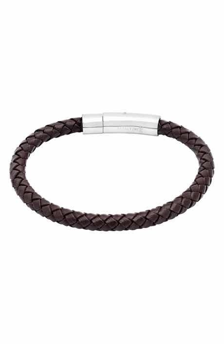 Stainless Steel Charm & Braided Leather Bracelet