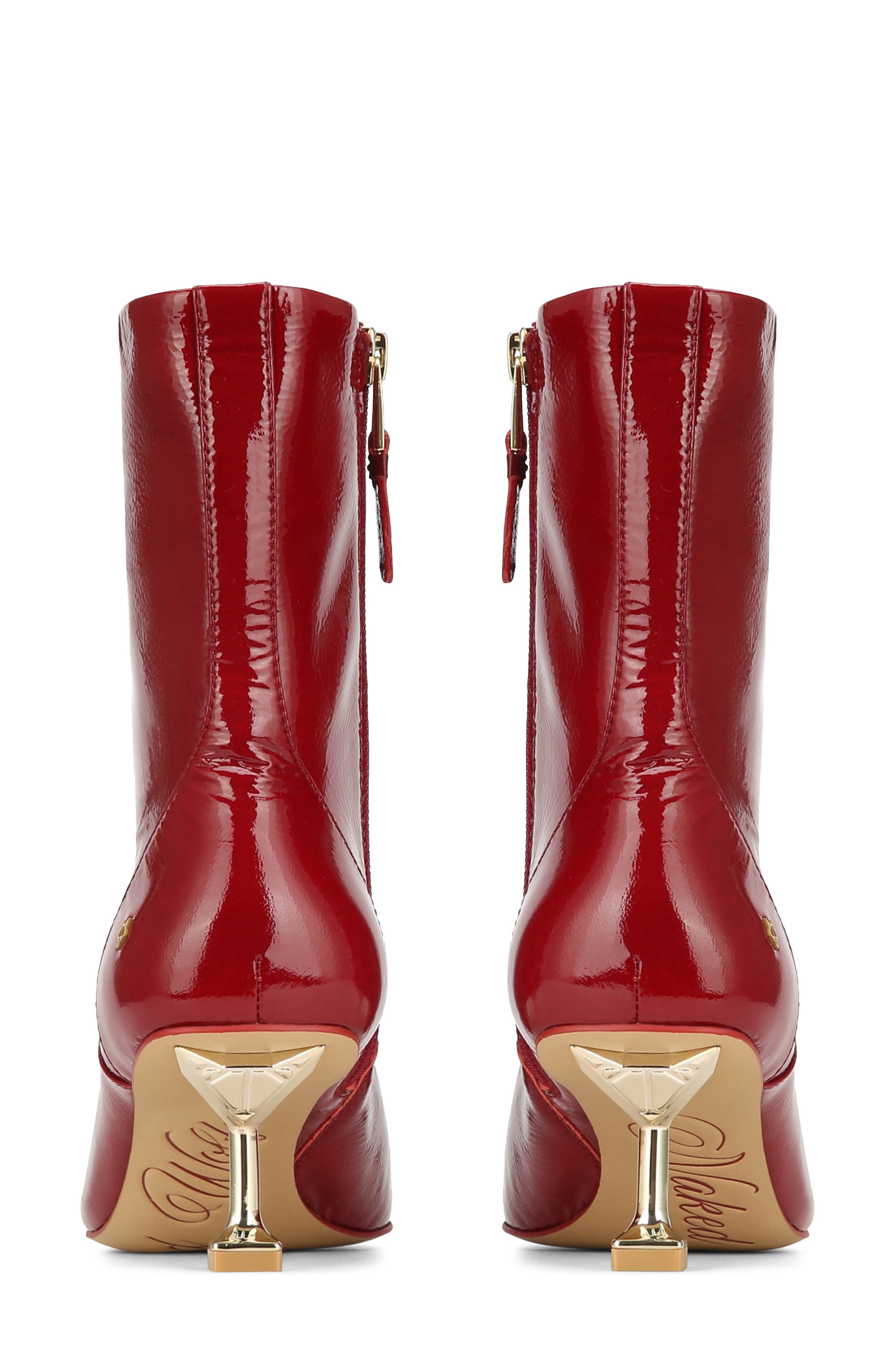 Naked Wolfe Tempting Pointed Toe Bootie, Alternate, color, Red-Crinkle Patent Leather