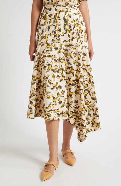 送料関税込■Ulla Johnson■コットンオーガンジーマキシスカート Rosen floral cotton maxi skirt in multicoloured - Ulla