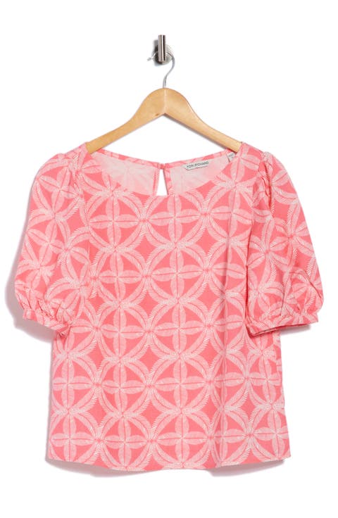 Breeze Block Beth Puff Sleeve Linen Blend Top