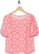 Tori Richard Breeze Block Beth Puff Sleeve Linen Blend Top