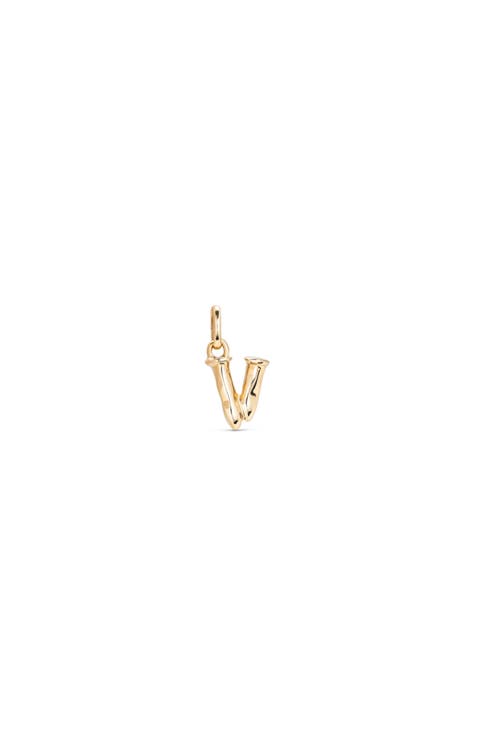 18K Gold-Plated Letter V Charm