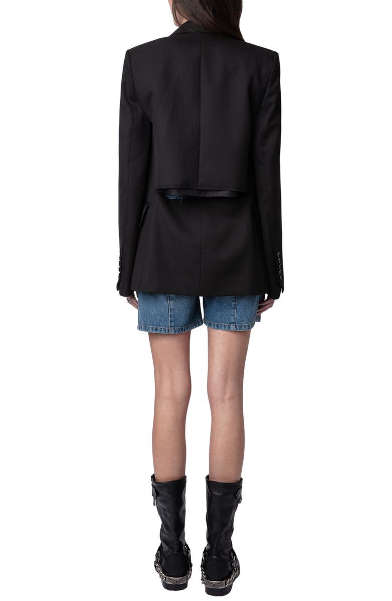 Zadig & Voltaire Vaena Double Breasted Slit Blazer, Alternate, color,