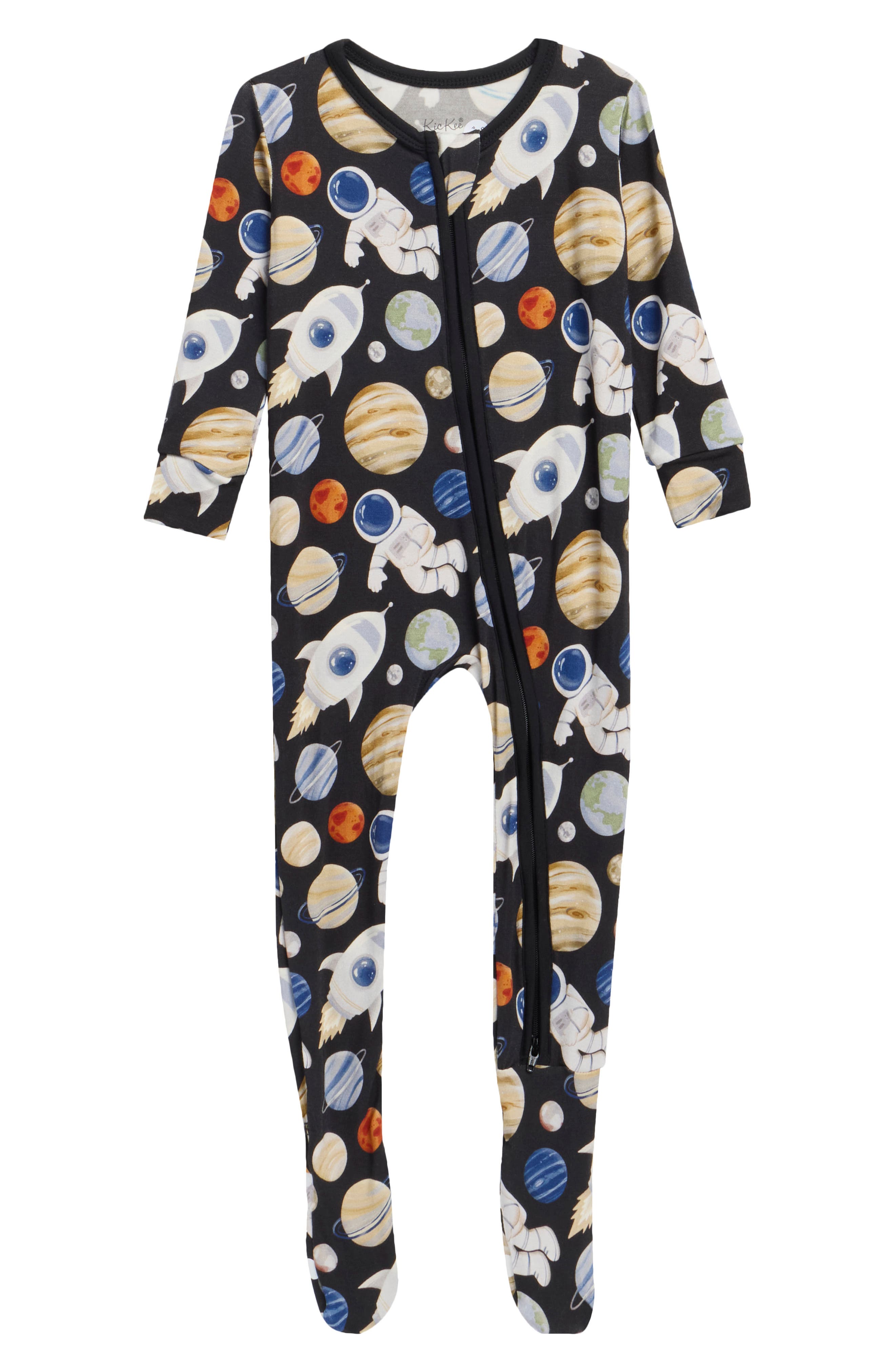 Kickee Pants Babies'  Two-way Zip Footie In Black