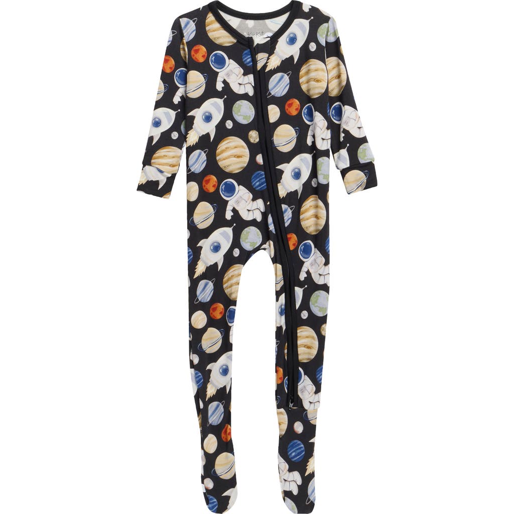 Kickee Pants Babies' Two-way Zip Footie In Black