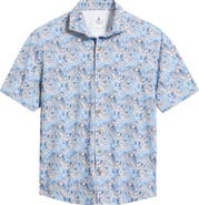 johnnie-O Otto Tropical Print Knit Short Sleeve Button-Up Shirt