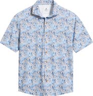 johnnie-O Otto Tropical Print Knit Short Sleeve Button-Up Shirt