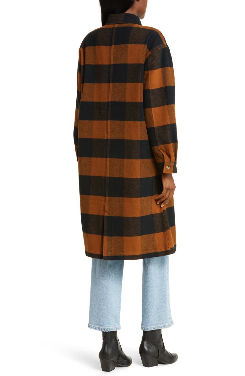 Brixton Bowery Plaid Cotton Flannel Longline Shirt Jacket, Alternate, color,