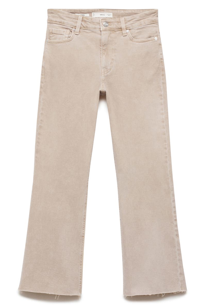 MANGO Sienna Raw Hem Crop Flare Jeans, Alternate, color, Sand